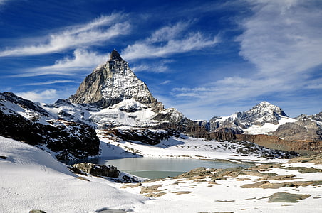 Zermatt, Matterhorn, Mountain, Alperna, berget matterhorn, vinter, Schweiz