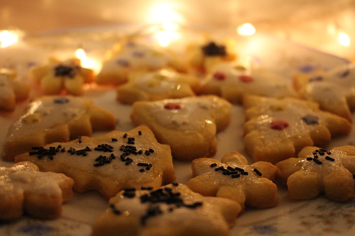 ferie, jul, cookies, glæde, lys, indretning, december