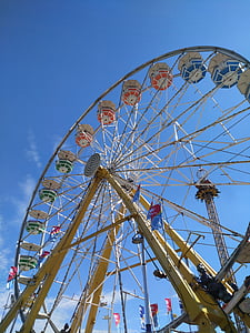 ferris wheel, blue sky, park