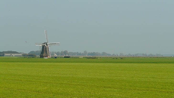Molí, paisatge, Països Baixos, Molí històric, Frísia, paisatge holandès, Holanda
