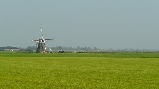 Mulino, paesaggio, Paesi Bassi, antico mulino, Frisia, paesaggio olandese, Olanda