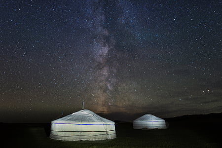 Млечния път, звездното небе, Pao, Богарт село, Монголия, мълчание, нощ