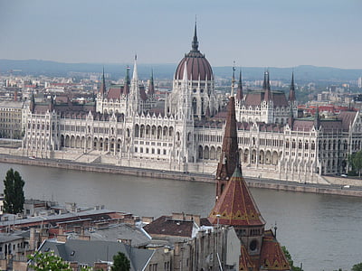 landskapet, Budapest, parlamentet, arkitektur, skyline, byen, bybildet