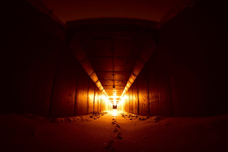 터널, 눈, 겨울, 구조, 고속도로에서, 어두운, 반사