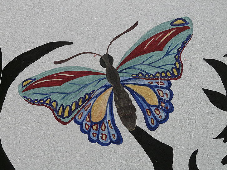 나비, 동물, 예술, 그림, 벽화, 그리기