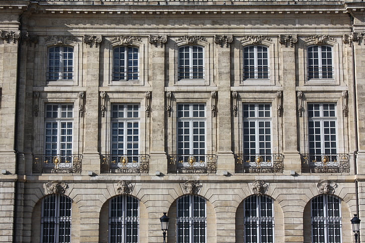 arhitektūra, Bordeaux, ēkas fasāde, Windows, logs, fasāde, ēkas ārpusi