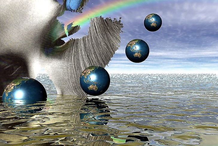 graphic, computer, earth, human, rainbow, face, woman