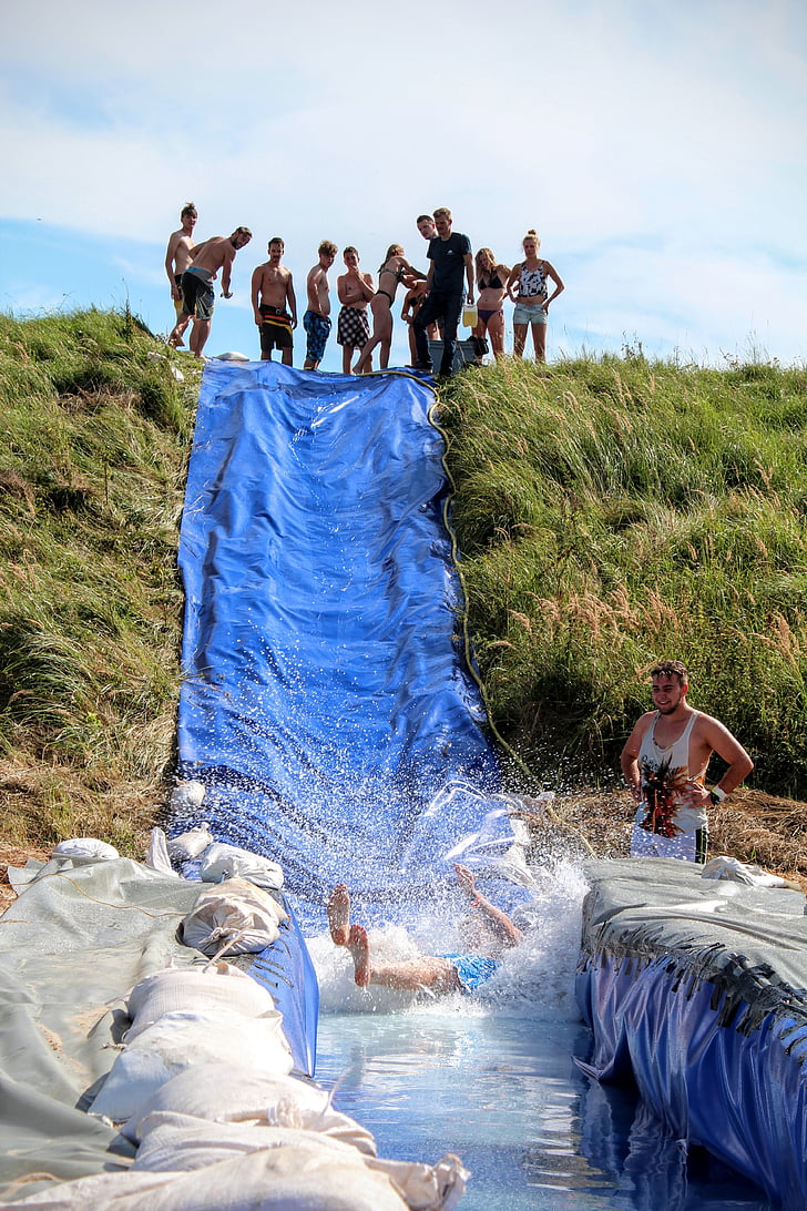 water slide, eigenbau, slip, fun, slope, mountain