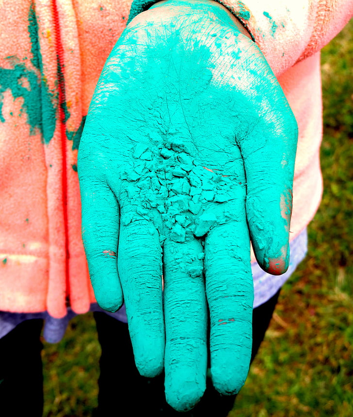 colorat, mână, Holi, culoare, Festivalul, festiv, tradiţia