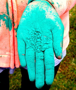 πολύχρωμο, χέρι, Holi, χρώμα, Φεστιβάλ, εορταστική, παράδοση