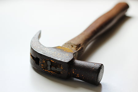 Hammer, vit, verktyg, utrustning, reparation, snickare, bygga