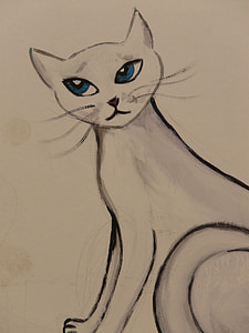 cat, drawing, image, painting, animal, graffiti, paint