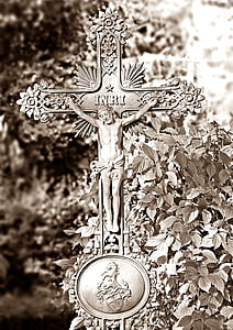 temető, kereszt, Grave, gyász, hit, halál, emlékmű
