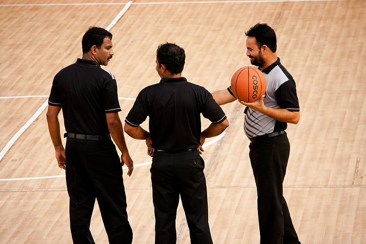 referees, basketball, game, ball
