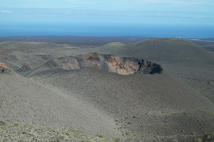 Gunung berapi, Lanzarote, Kepulauan Canary, pemandangan, bidang lava, Outlook, aneh
