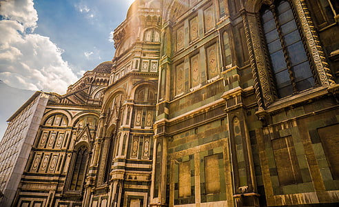 Florencja, domo Włochy, Katedra, Architektura, chmury, historyczne, historyczne