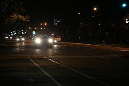 samochód, noc, Reflektory, transportu, ruchu, światła, Samochody
