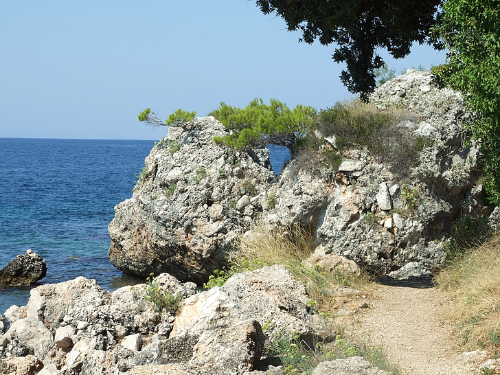 landschap, kust, Kroatië, zee, zomer, natuur, Rock - object