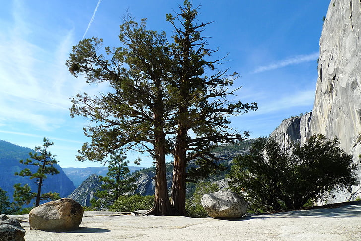 rocks, mountains, tree, landscape, nature, travel, sky