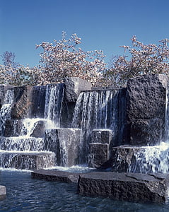 瀑布, 纪念, 树木, 樱桃, 岩石, 风景名胜, 水
