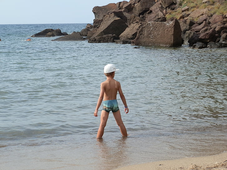mar, Chefe de bebê, Sardenha, praia
