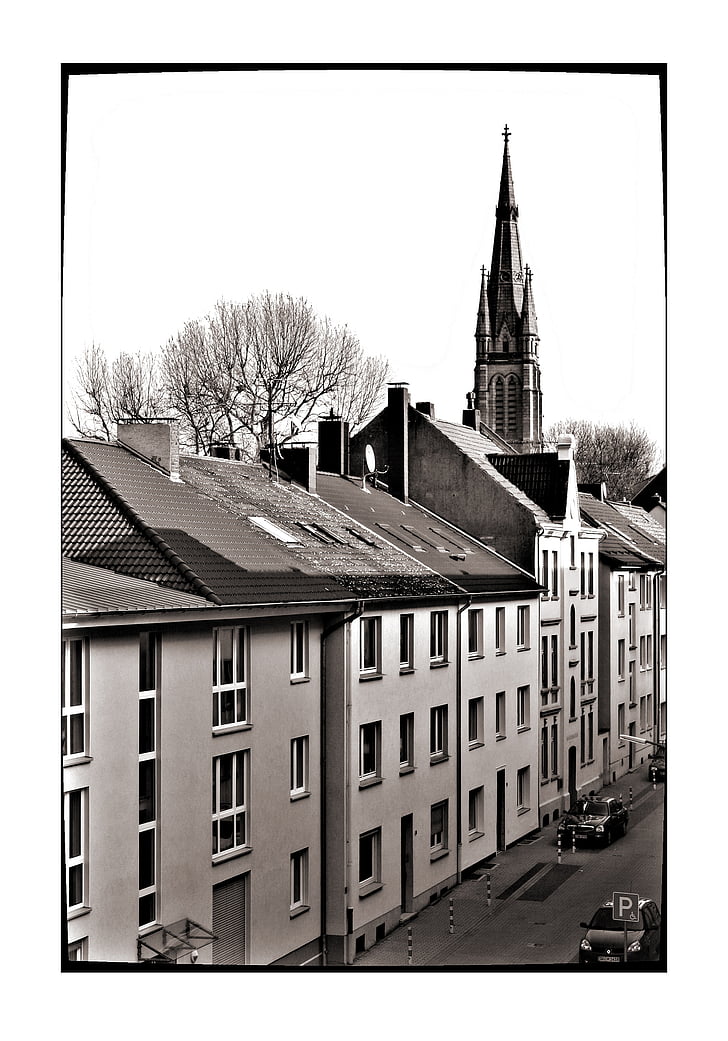 Dortmund, autoritatea, Hoarda, SW, Biserica, alb-negru, vechi