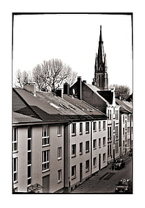 Dortmund, autoritat, Horda, SW, l'església, blanc i negre, vell