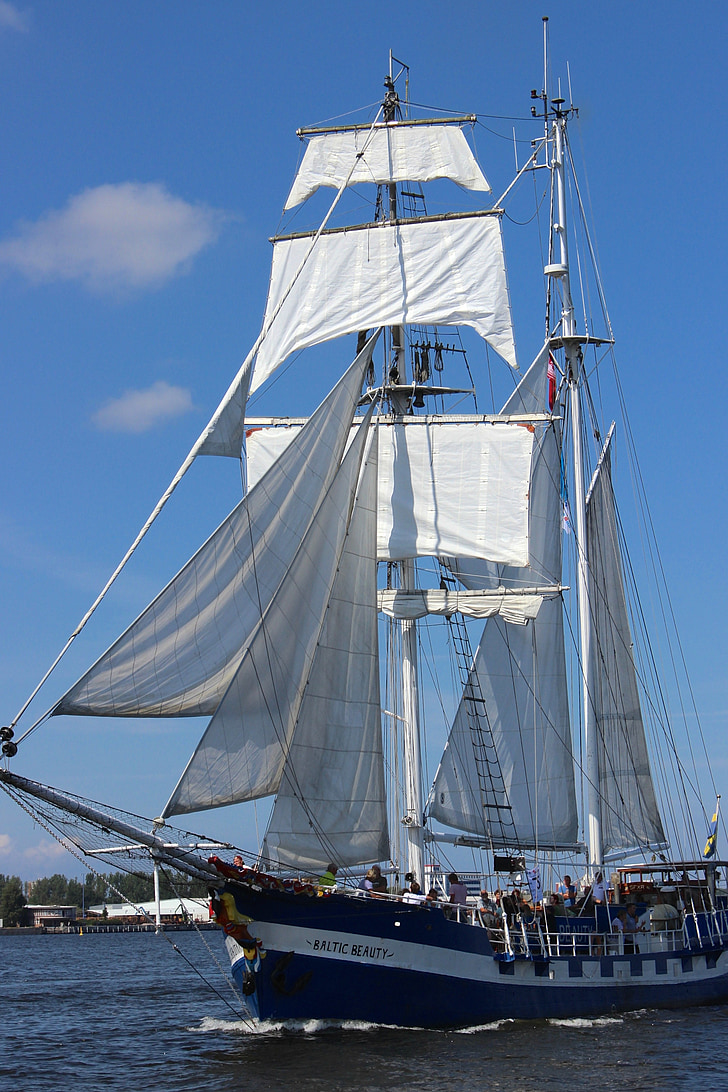segelfartyg, historiskt sett, segel, fartyg, Rostock
