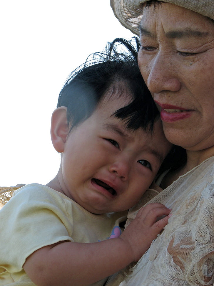 kinderen, Cry, kleinzoon, grootmoeder, Japans, antomasako, Ishigaki island