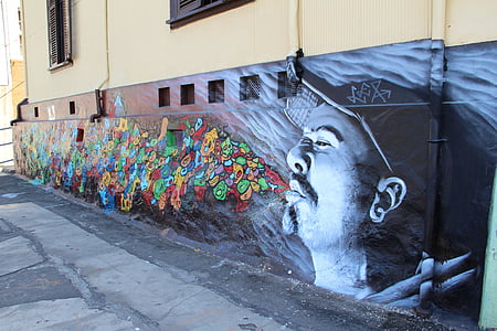 Graffiti, pared, pintura, mural, arte urbano, arte de la calle, Valparaíso