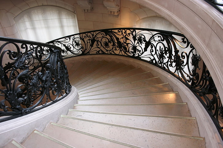schodiště, art nouveau, Petit palais, Paříž, Francie, Architektura, zábradlí