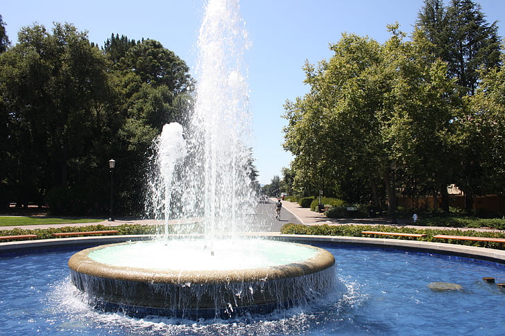 Palo alto, gatvė, fontanas, Stanfordo universiteto, universitetas, Stanfordo, Miestas