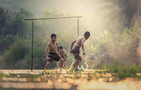 fútbol, niños, deportes, acción, con fluidez, la actividad, africanos