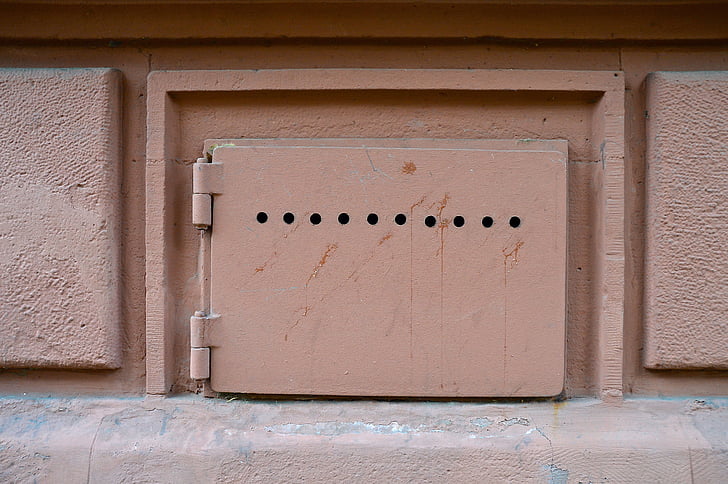 fermé, verrouillé, sous-sol, plaque métallique, style art nouveau, bâtiment, Heidelberg