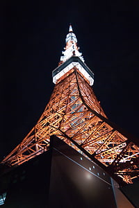 Tokyo tower, Japonsko, Tokio, noční zobrazení