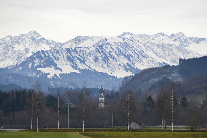 Allgäu, hegyek, völgy, Steeple