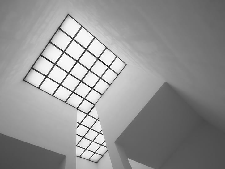 arsitektur, jendela, cahaya, Museum, hitam putih
