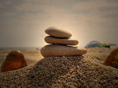 zand, hemel, steen, strand, reizen, zomer, zee