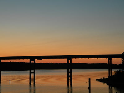 Bridge, Sunset, Sunrise, oranž, panoraam, Dusk, Dawn