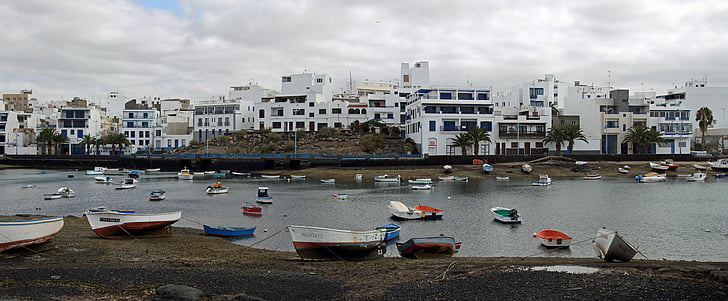 kikötő, város, Lanzarote, Bay, városi