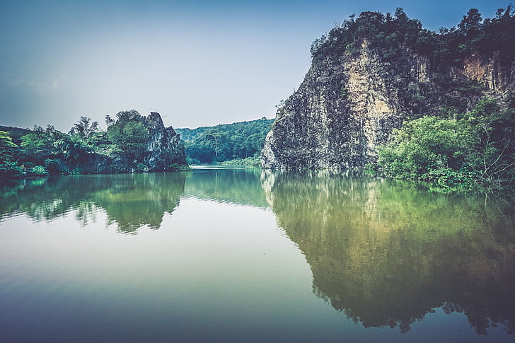 voda, jezero, útes, Příroda, reflexe, venkovní, strom