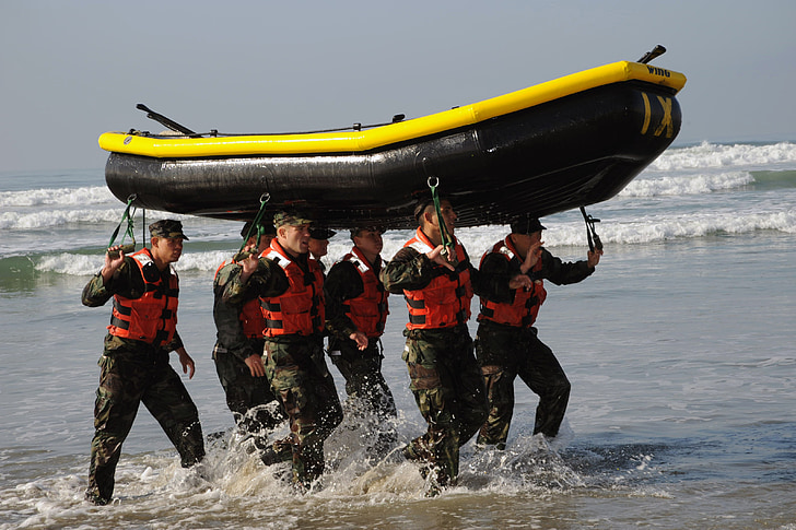 perahu, kerjasama tim, pelatihan, latihan, militer, kompetisi, daya tahan