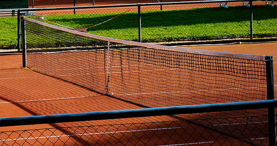 tenis, teniski teren, pepeo, lopta, sportova, mreža, prostor