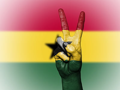 Ghana, fred, hånd, nation, baggrund, banner, farver