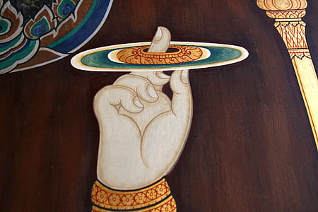 budistu, auru, apļi, pirkstu, roka, Taju, reliģiskā