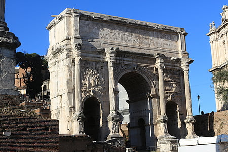 Рим, руины, Антиквариат, Архитектура, Арка, камень, Римский форум