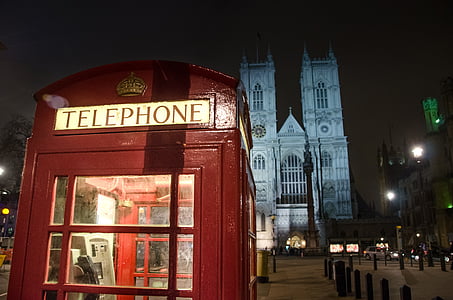 röd, telefonkiosk, London, England, telefon, telefon, Box