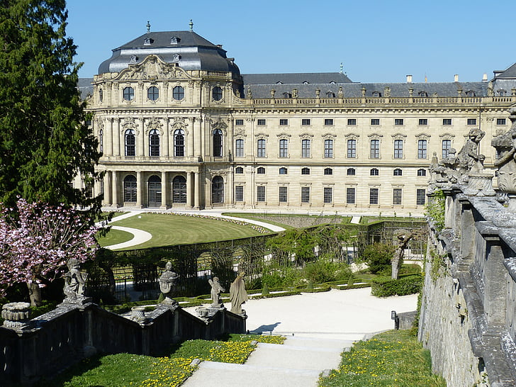 Würzburg, Bajorország, svájci frankban, történelmileg, épület, Castle, Palace