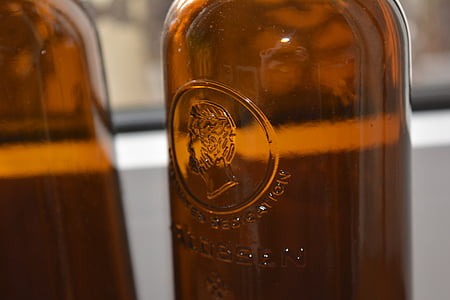 botella, botella de cerveza, vidrio, botella de cristal, marrón, grabación en relieve