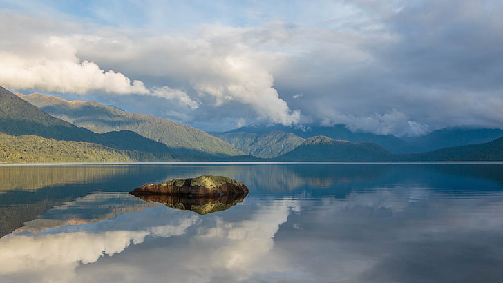 lake kaniere, new zealand, lake, afternoon, southern alps, south island, reflections